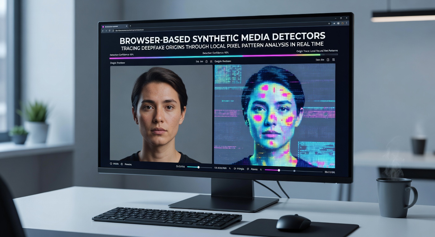 Browser interface displaying real-time pixel pattern analysis on a video frame for deepfake detection