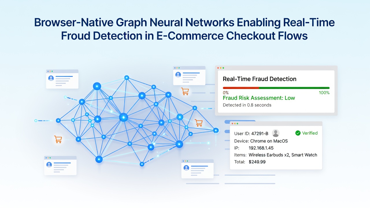 Browser interface displaying a graph neural network model analyzing transaction connections during an e-commerce checkout process
