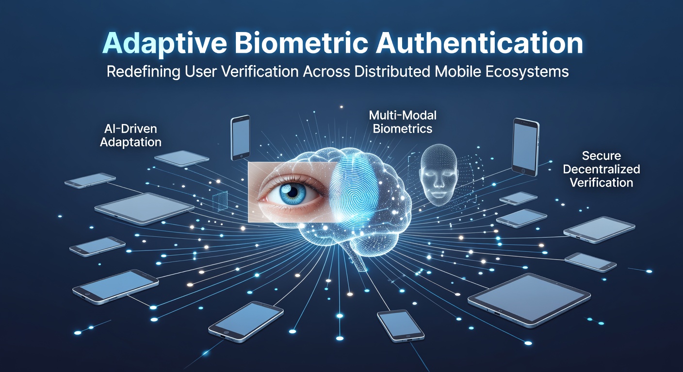 Illustration of adaptive biometric authentication securing multiple mobile devices in a distributed ecosystem