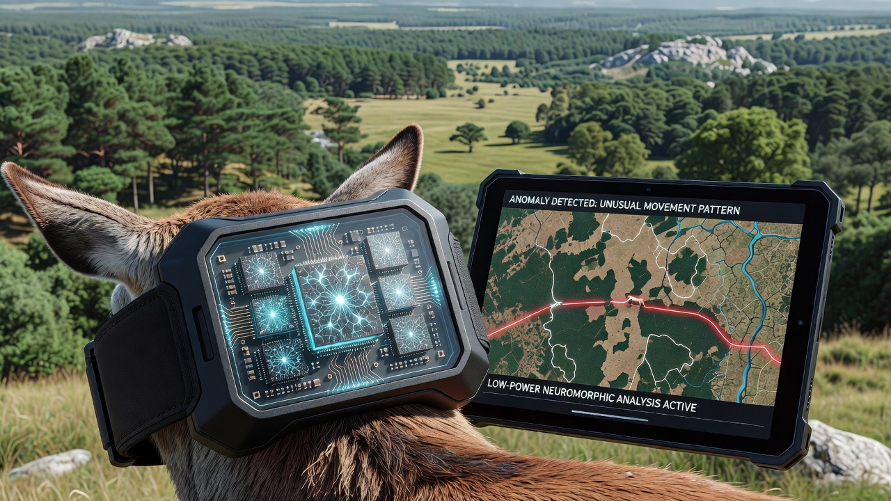 Neuromorphic processor integrated into a wildlife tracking collar deployed in a fragmented forest habitat