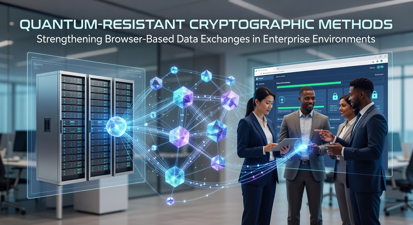 Diagram illustrating quantum-resistant cryptographic algorithms integrated into browser security protocols for enterprise data protection
